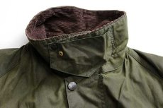 画像4: 90s 英国製 Barbourバブアー A150 BEAUFORT タータンチェックライナー オイルドジャケット オリーブ C48 (4)