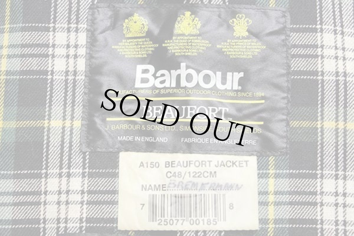 画像5: 90s 英国製 Barbourバブアー A150 BEAUFORT タータンチェックライナー オイルドジャケット オリーブ C48 (5)