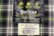 画像5: 90s 英国製 Barbourバブアー A150 BEAUFORT タータンチェックライナー オイルドジャケット オリーブ C48 (5)