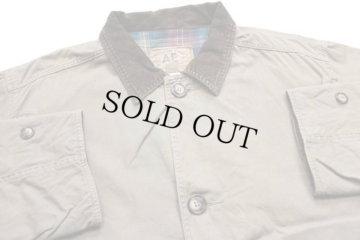 画像3: 00s AMERICAN EAGLEアメリカンイーグル タータンチェックライナー コットン キャンバス フィールドコート グレーブラウン L★ジャケット (3)