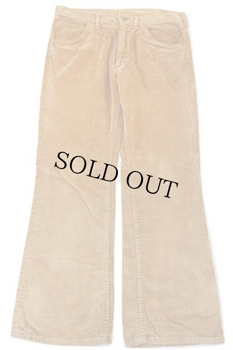 画像2: 70s USA製 Leeリー Leens フレア ベロアパンツ 黄土色 w34 (2)