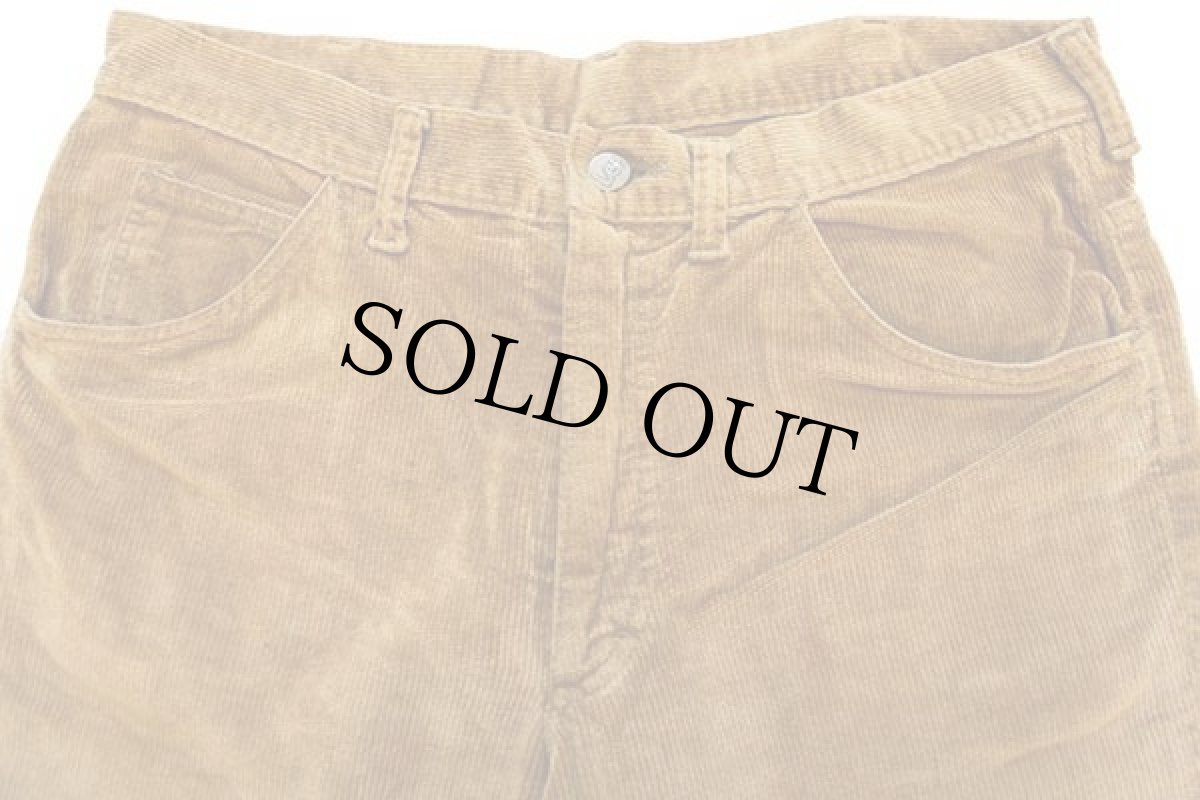 画像4: 70s USA製 Leeリー Leens フレア ベロアパンツ 黄土色 w34 (4)