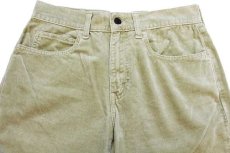 画像4: 90s イタリア製 Levi'sリーバイス 525 ストレッチ フレア ベロアパンツ 薄黄緑 w30 L34★ユーロ ブーツカット (4)