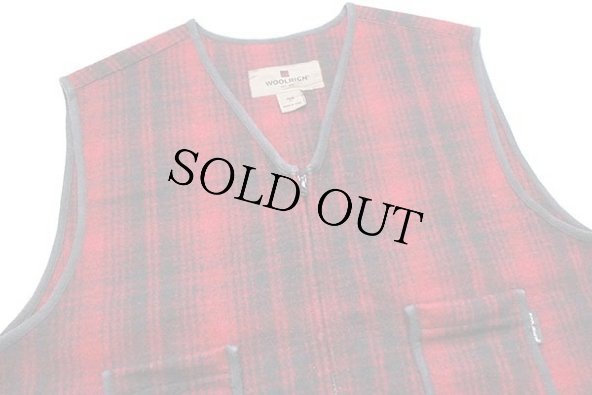 画像3: Woolrichウールリッチ オンブレチェック ウールベスト 赤×黒 XL (3)