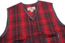 画像3: Woolrichウールリッチ オンブレチェック ウールベスト 赤×黒 XL (3)