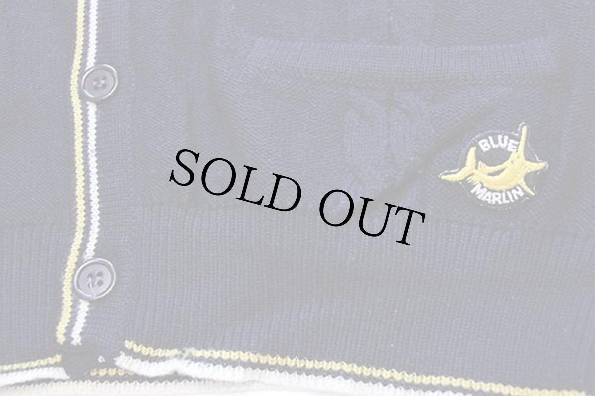 画像5: 80s イタリア製 Ermenegildo Zegna パッチ付き ケーブル編み ウールニット カーディガン 紺 52 (5)