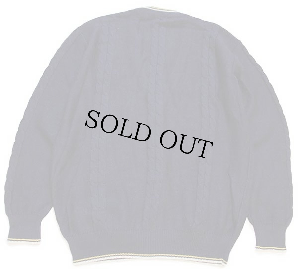 画像2: 80s イタリア製 Ermenegildo Zegna パッチ付き ケーブル編み ウールニット カーディガン 紺 52 (2)