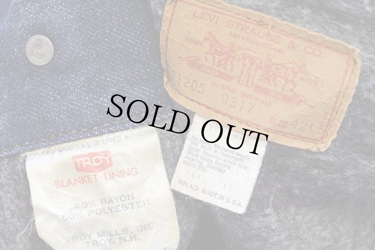 画像4: 70s USA製 Levi'sリーバイス 71205 ブランケットライナー デニムジャケット 42L★ロング (4)