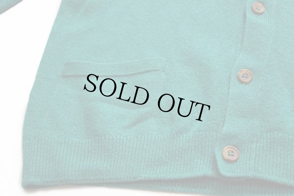 画像5: 90s スコットランド製 Faconnable 無地 ジーロン ラムウールニット カーディガン グリーン 48 (5)