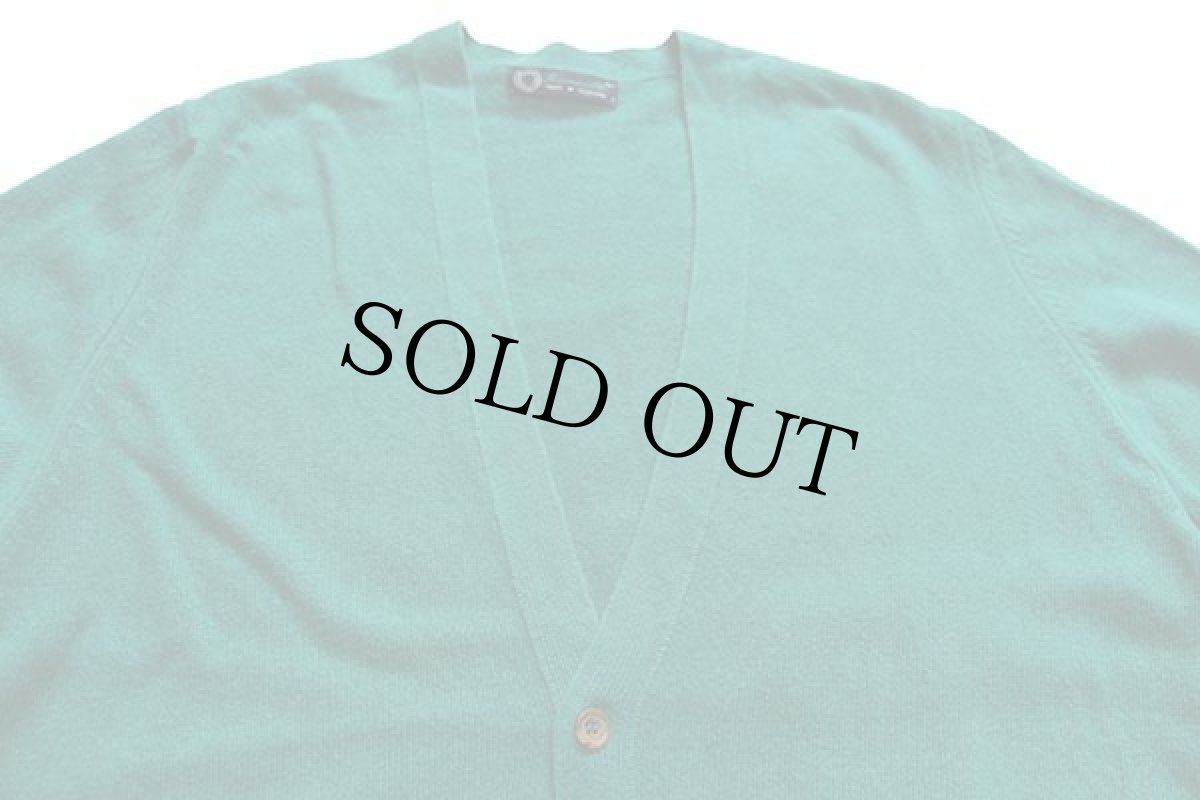 画像3: 90s スコットランド製 Faconnable 無地 ジーロン ラムウールニット カーディガン グリーン 48 (3)