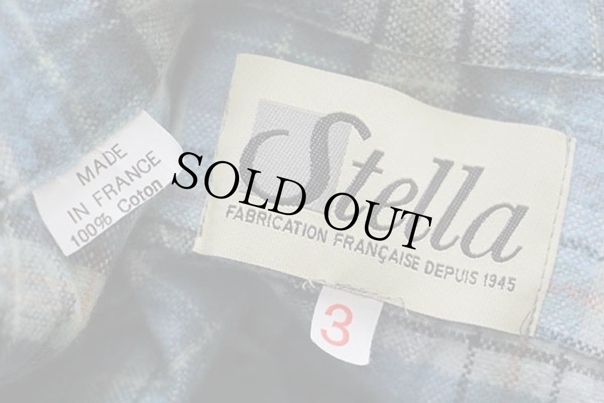 画像4: 80s フランス製 Stella タータンチェック マチ付き コットン フランネル グランパシャツ 3 (4)