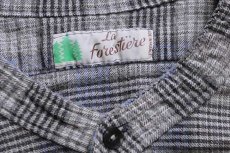 画像4: 60s フランス製 La Forestiere チェック マチ付き バンドカラー フランネル グランパシャツ カスタム (4)