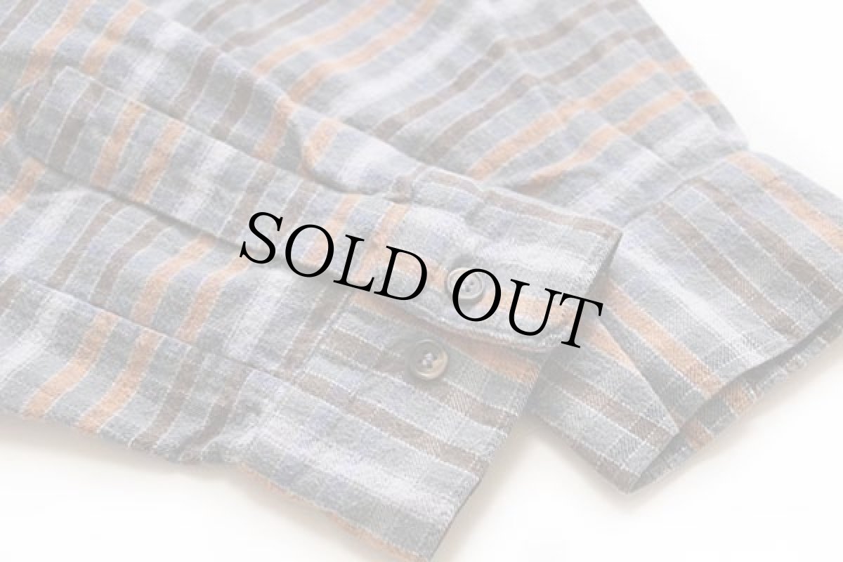 画像6: 70s フランス製 LE LABOUREUR チェック マチ付き コットン フランネル グランパシャツ 3 (6)