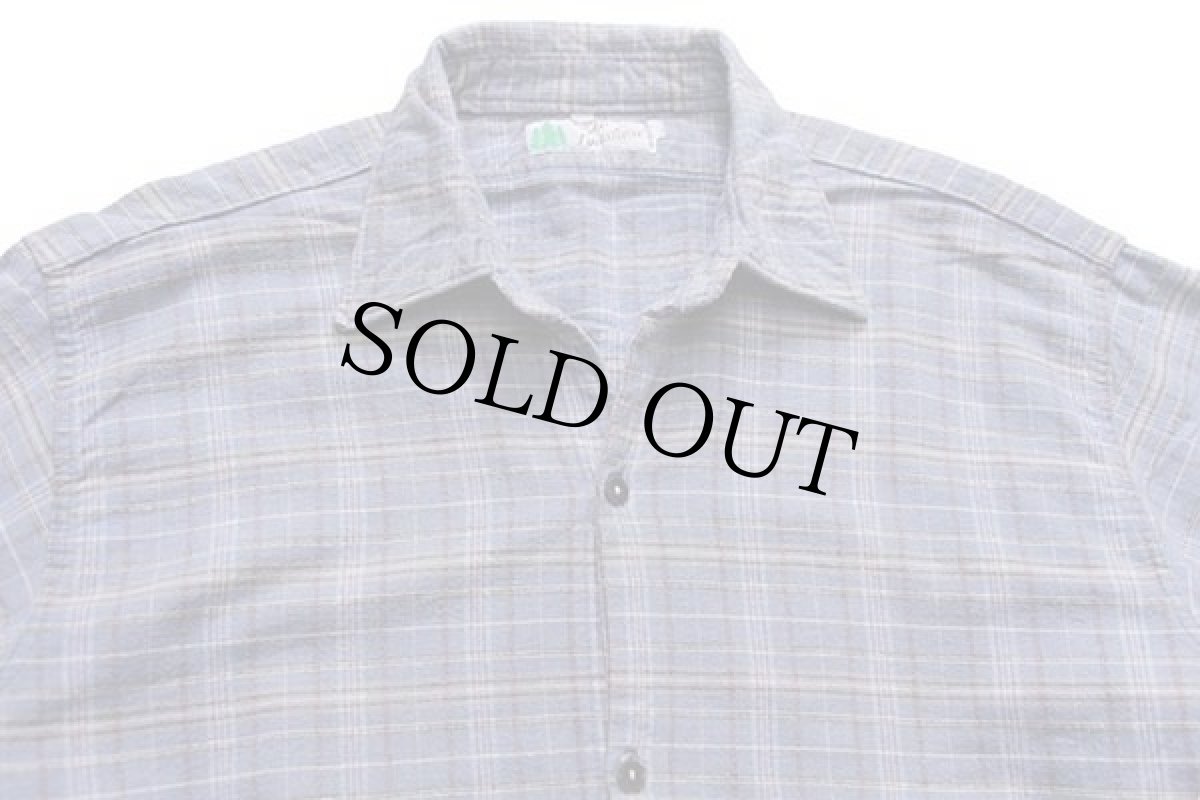 画像3: 60s フランス製 La Forestiere チェック マチ付き コットン フランネル グランパシャツ 3 (3)