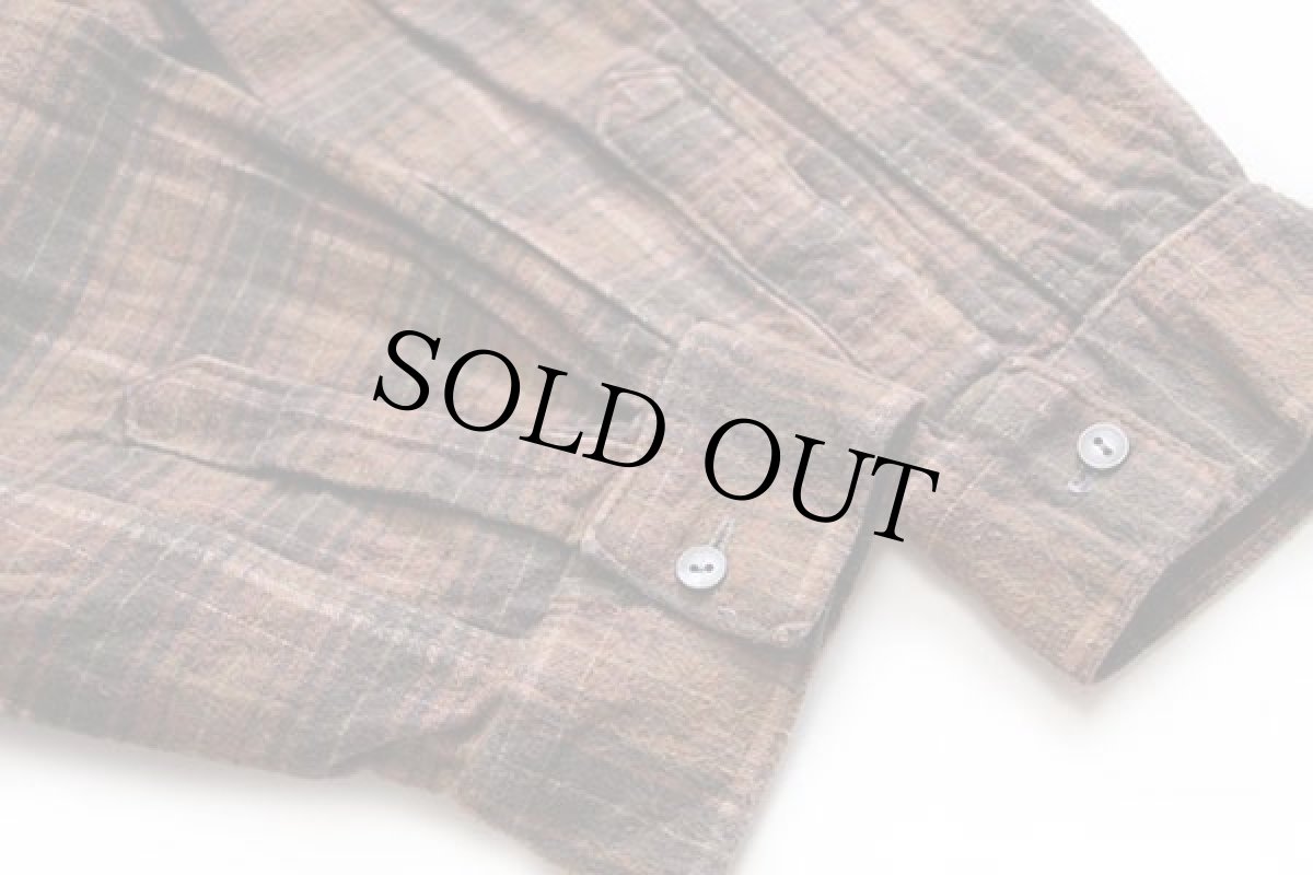 画像6: 60s フランス製 La Forestiere チェック マチ付き コットン フランネル グランパシャツ 7 (6)