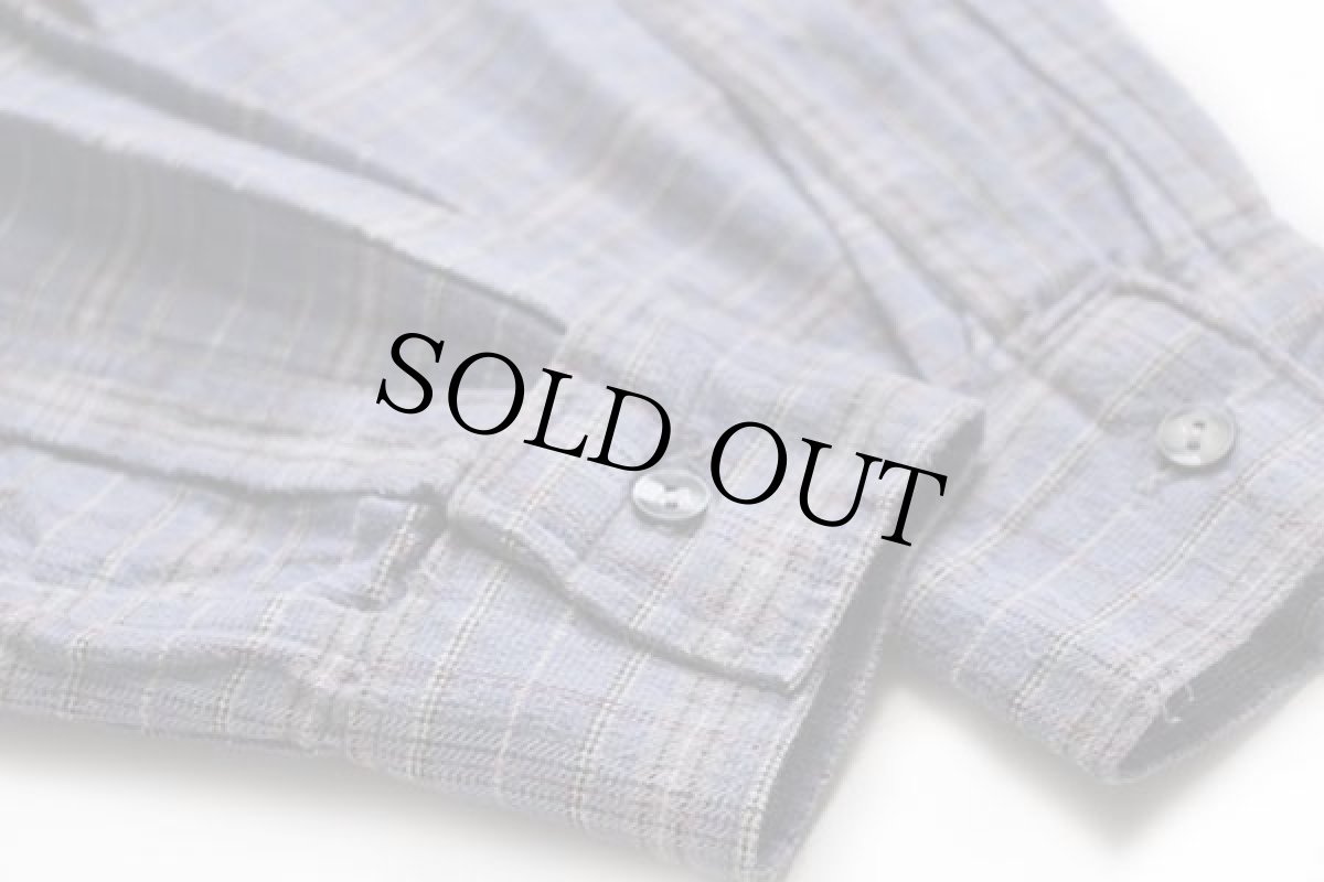 画像6: 60s フランス製 La Forestiere チェック マチ付き コットン フランネル グランパシャツ 3 (6)