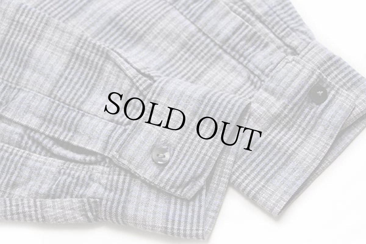 画像6: 60s フランス製 La Forestiere チェック マチ付き バンドカラー フランネル グランパシャツ カスタム (6)