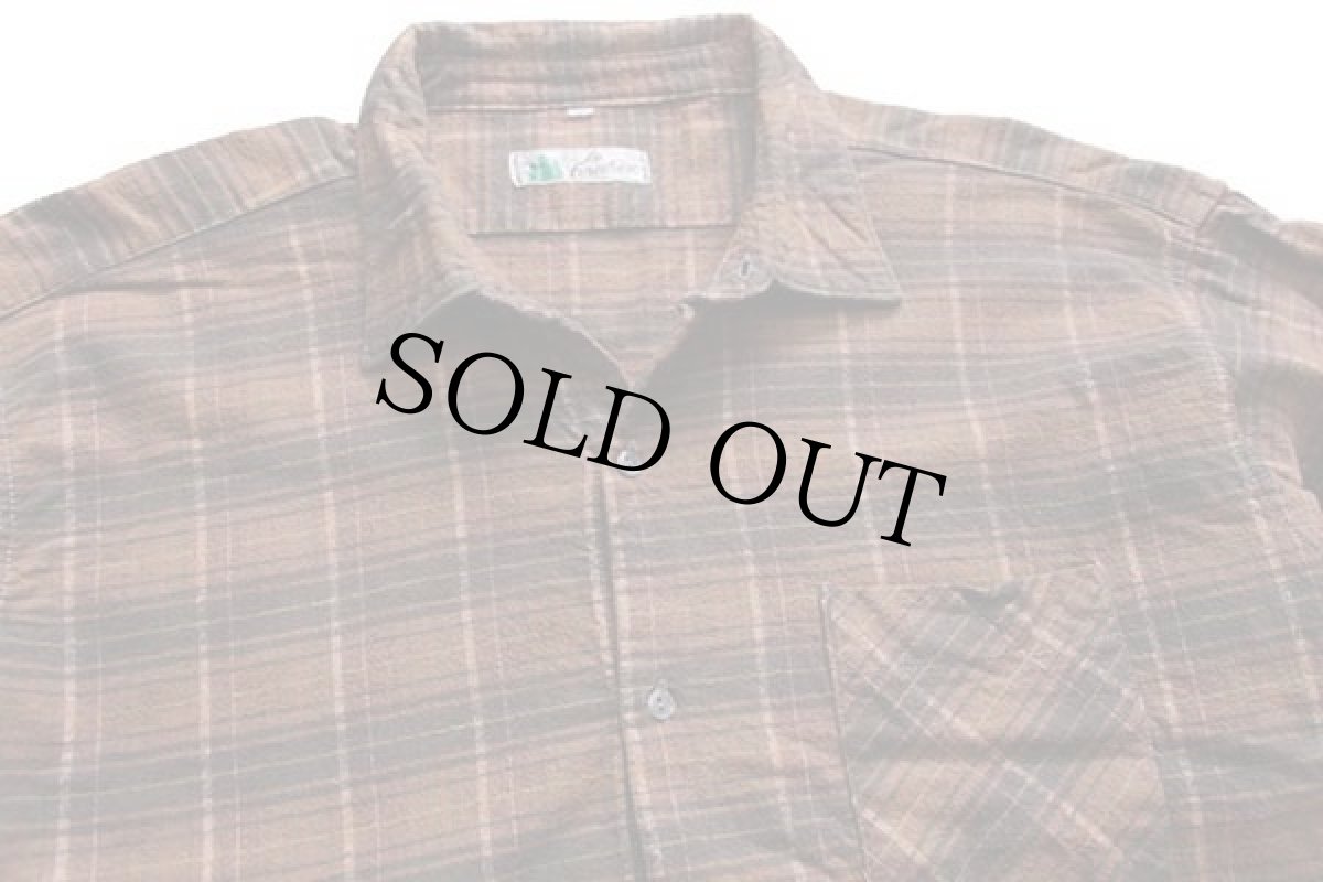 画像3: 60s フランス製 La Forestiere チェック マチ付き コットン フランネル グランパシャツ 7 (3)