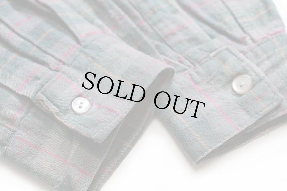 画像6: 60s フランス製 La Forestiere チェック マチ付き コットン フランネル グランパシャツ (6)