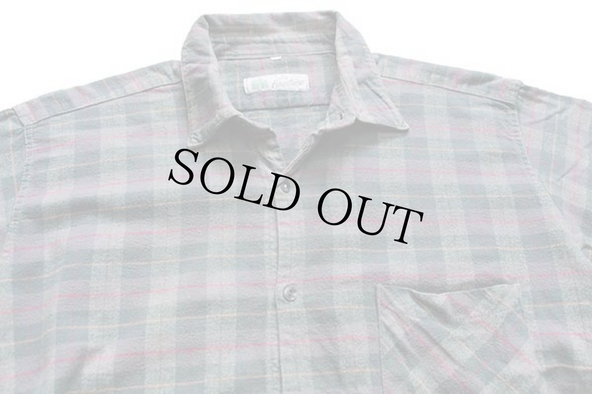 画像3: 60s フランス製 La Forestiere チェック マチ付き コットン フランネル グランパシャツ (3)