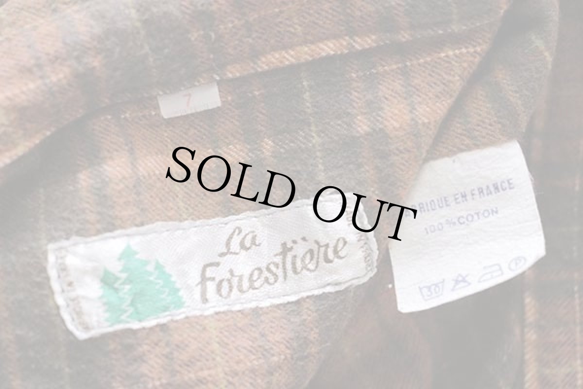 画像4: 60s フランス製 La Forestiere チェック マチ付き コットン フランネル グランパシャツ 7 (4)