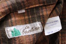 画像4: 60s フランス製 La Forestiere チェック マチ付き コットン フランネル グランパシャツ 7 (4)