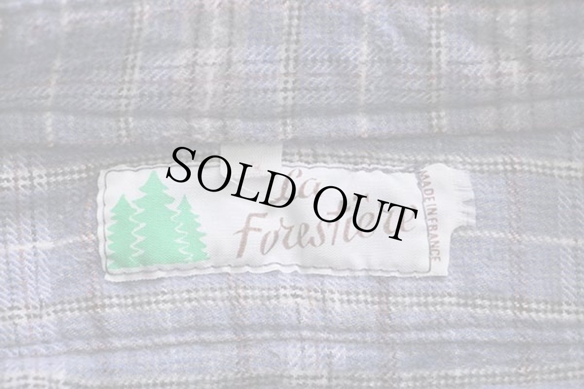 画像4: 60s フランス製 La Forestiere チェック マチ付き コットン フランネル グランパシャツ 3 (4)