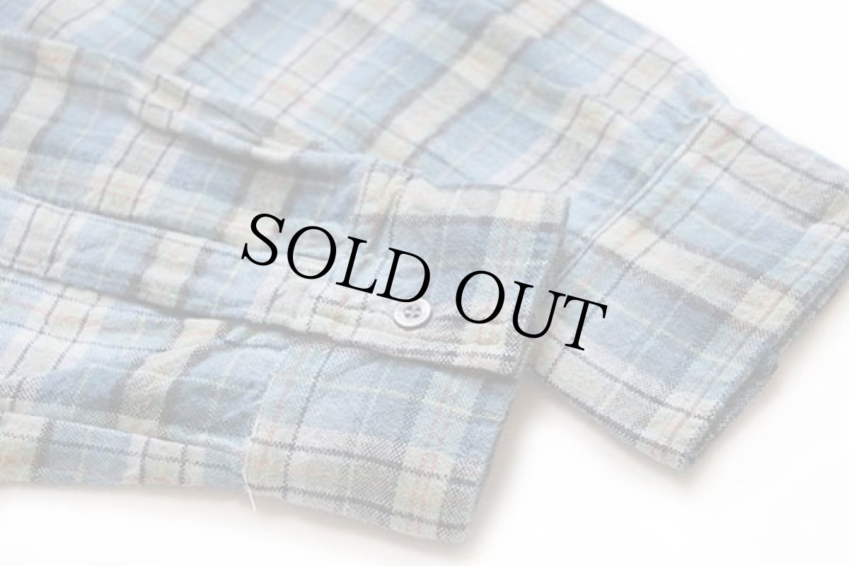 画像6: 80s フランス製 Stella タータンチェック マチ付き コットン フランネル グランパシャツ 3 (6)