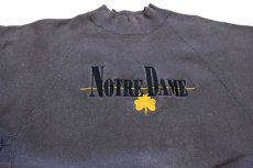 画像3: 90s USA製 Championチャンピオン NOTRE DAME クローバー 刺繍 モックネック ポケット付き リバースウィーブ スウェット チャコールグレー L (3)