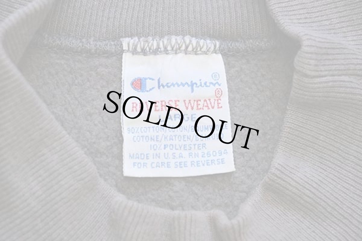 画像4: 90s USA製 Championチャンピオン NOTRE DAME クローバー 刺繍 モックネック ポケット付き リバースウィーブ スウェット チャコールグレー L (4)