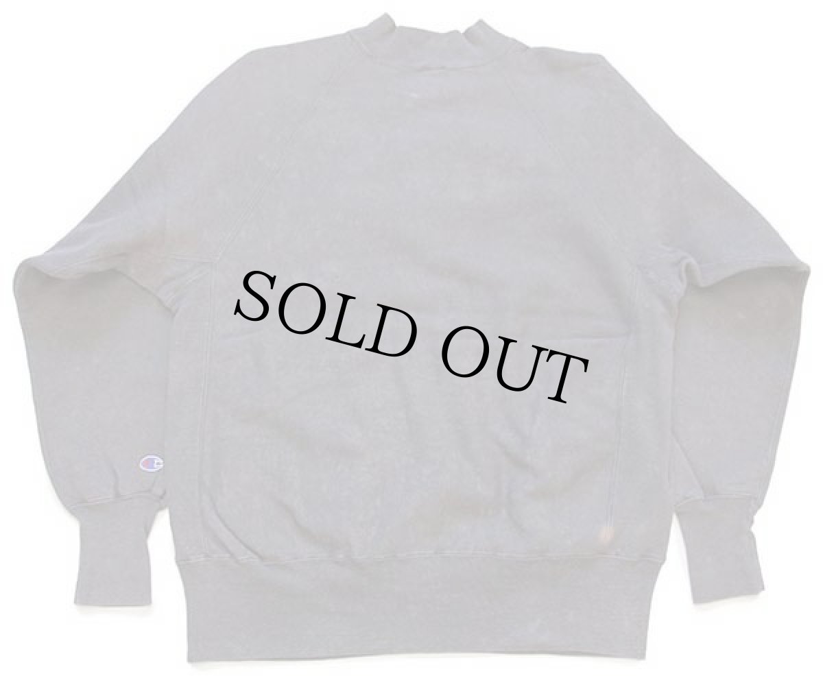 画像2: 90s USA製 Championチャンピオン NOTRE DAME クローバー 刺繍 モックネック ポケット付き リバースウィーブ スウェット チャコールグレー L (2)