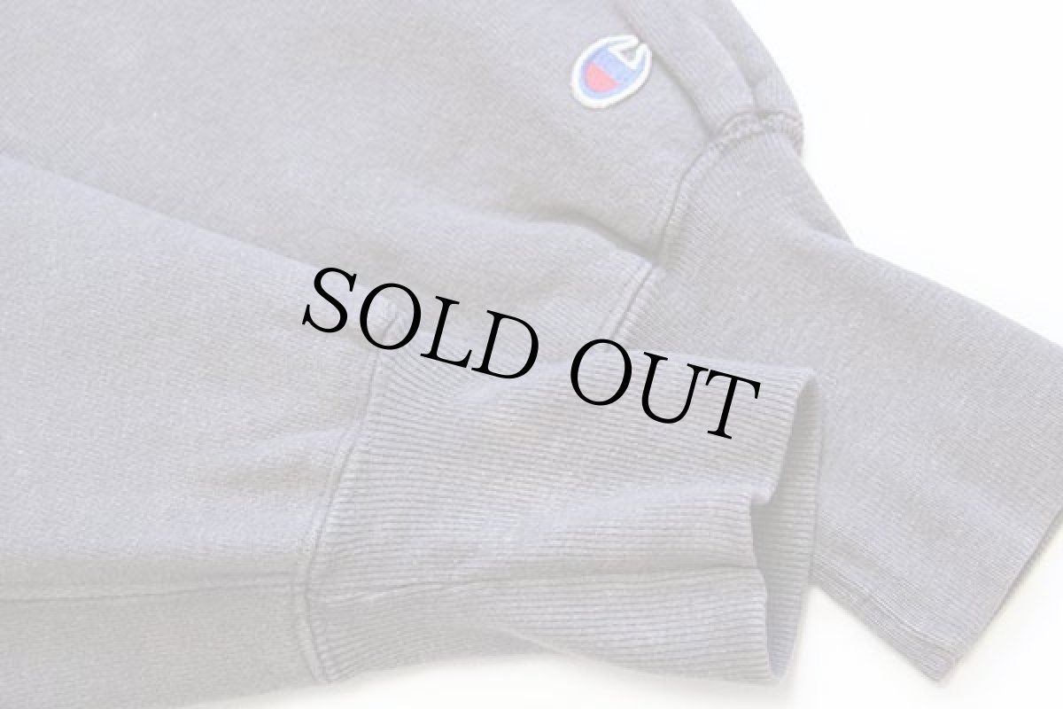 画像8: 90s USA製 Championチャンピオン NOTRE DAME クローバー 刺繍 モックネック ポケット付き リバースウィーブ スウェット チャコールグレー L (8)