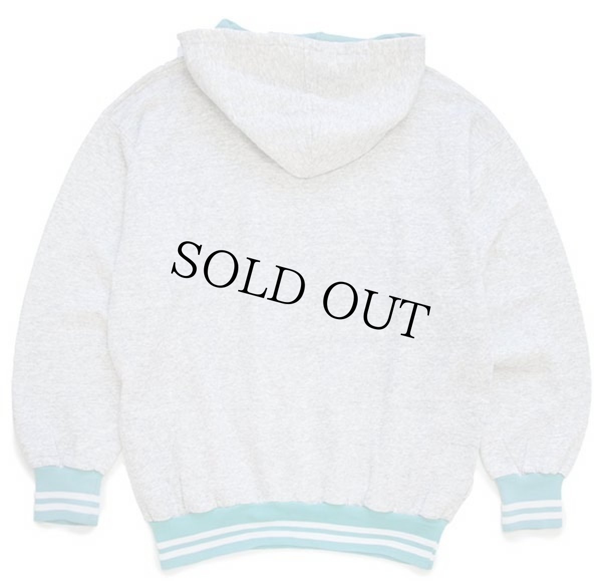 画像2: 80s RUN Racing Club ウイングフット 染み込みプリント ツートン リブライン スウェットパーカー 杢グレー×ターコイズ (2)