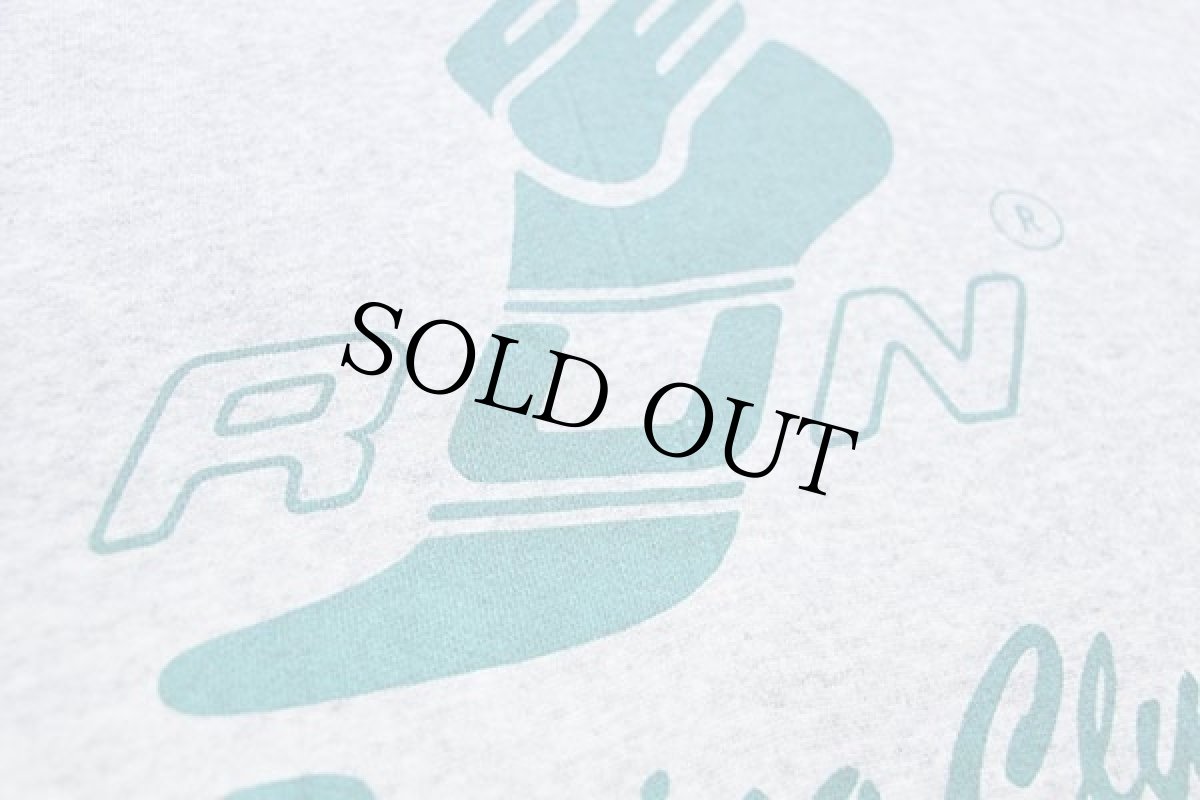 画像4: 80s RUN Racing Club ウイングフット 染み込みプリント ツートン リブライン スウェットパーカー 杢グレー×ターコイズ (4)