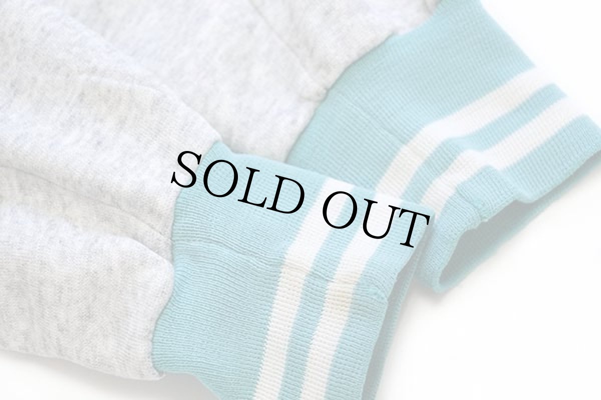 画像6: 80s RUN Racing Club ウイングフット 染み込みプリント ツートン リブライン スウェットパーカー 杢グレー×ターコイズ (6)