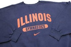 画像3: 00s NIKEナイキ ILLINOIS GYMNASTICS 前V スウェット 紺 XL (3)