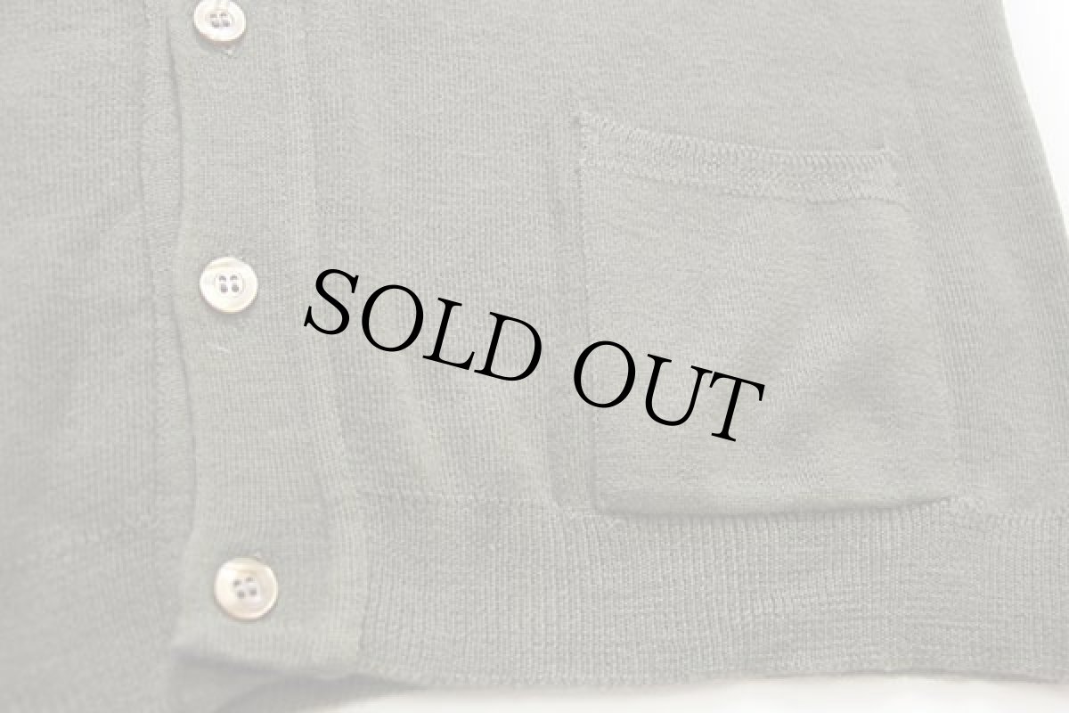 画像5: 80s イタリア製 FOLCO 無地 パチポケ ウール×アクリルニット カーディガン グリーングレー 54 (5)