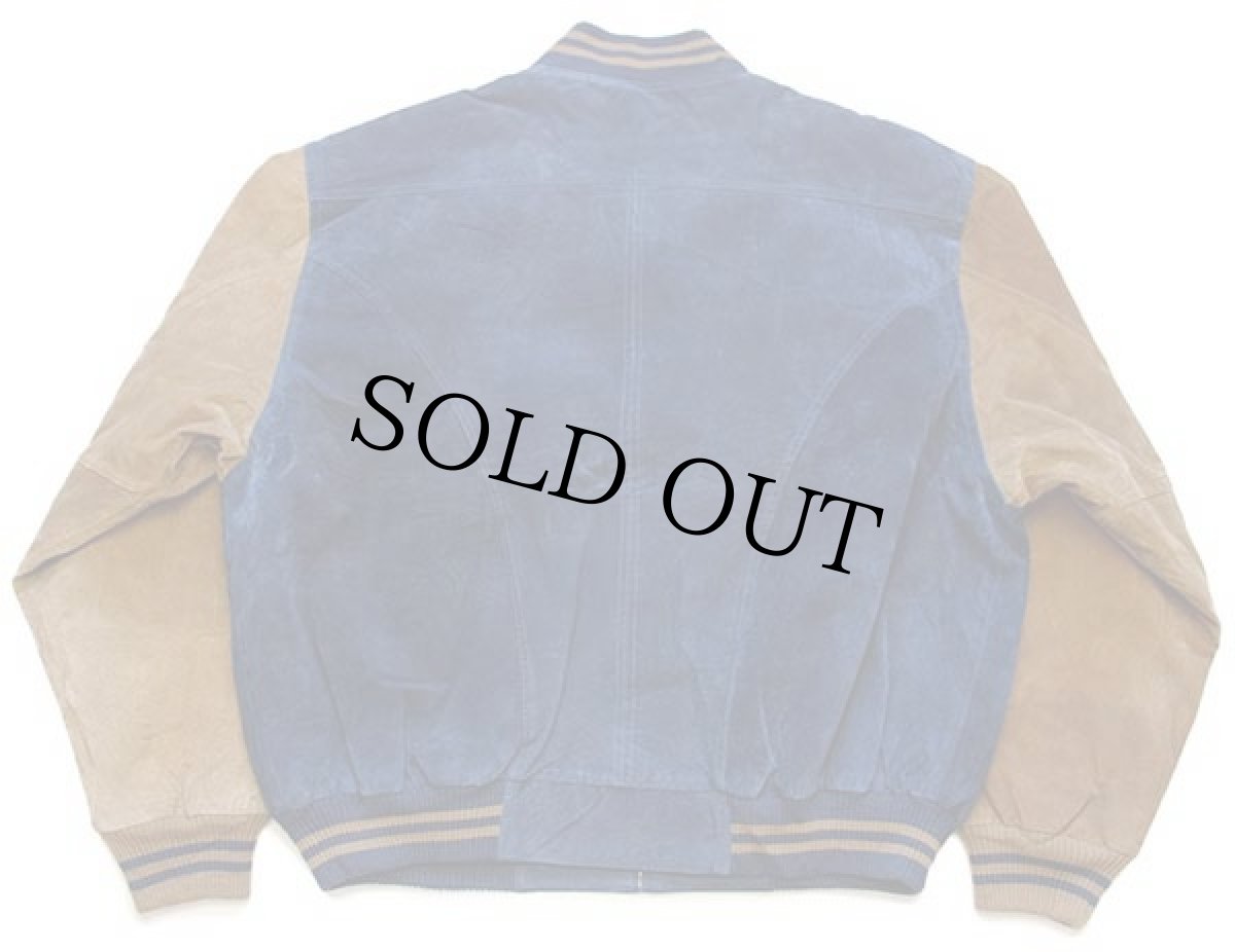 画像2: 90s Dunbrooke ツートン 切り替え スエードレザー スタジャン 紺×茶 XL (2)