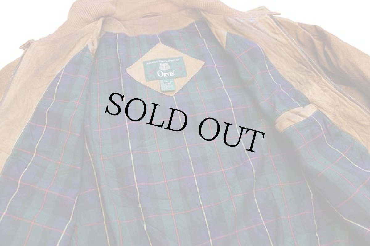 画像5: 90s ORVISオービス G9タイプ タータンチェックライナー スエードレザー ハリントンジャケット 茶 L (5)