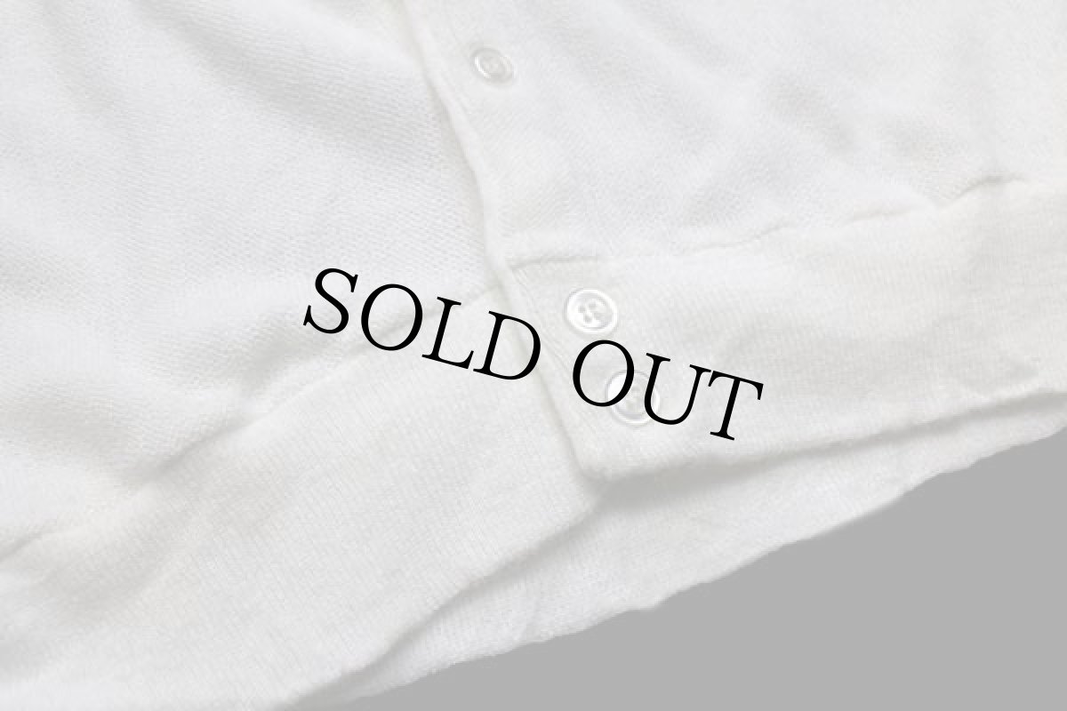 画像4: 80s USA製 Jantzen 無地 パール編み アクリルニット カーディガン オフホワイト L (4)