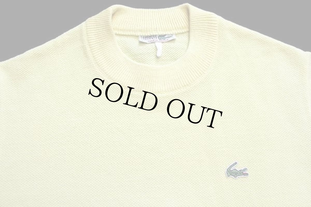 画像3: 70s フランス製 CHEMISE LACOSTE ラコステ ワンポイント パール編み ウール×アクリルニット セーター 黄 3 (3)