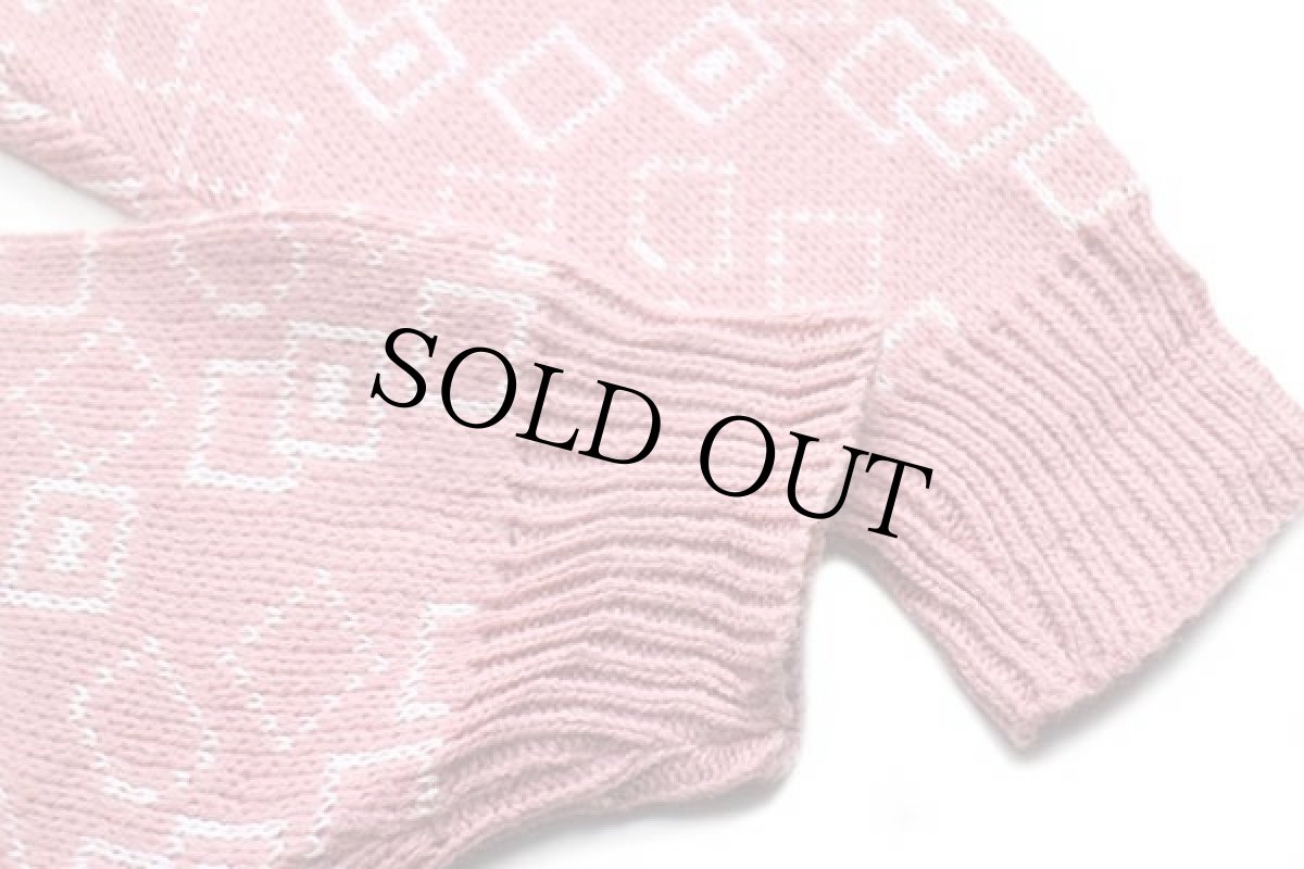 画像6: 80s USA製 Finalist 総柄 コットン×アクリルニット セーター ピンク L (6)