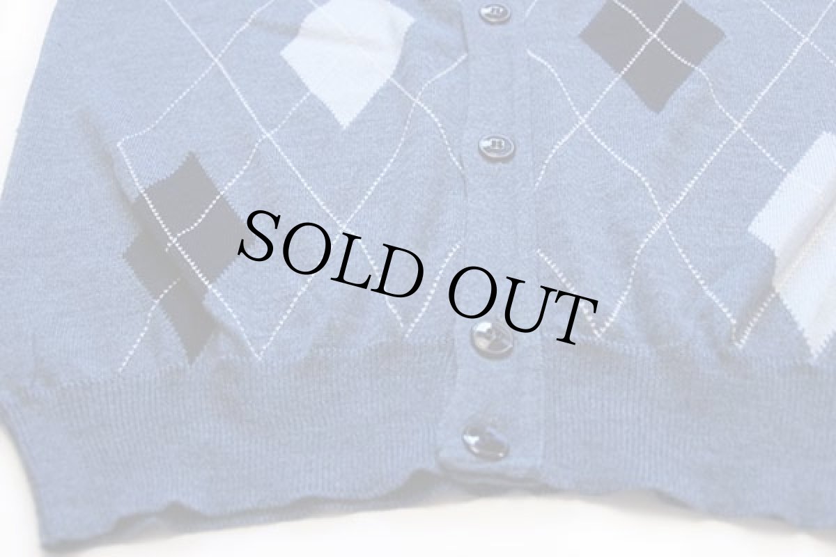 画像5: イタリア製 SAN GIORGIO アーガイル柄 メリノウール×アクリルニット カーディガン ブルーグレー 4 (5)