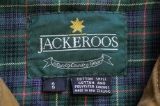 画像4: 90s ニュージーランド製 JACKEROOS チンスト付き パチポケ タータンチェックライナー ダック地 コート 茶 4/S (4)