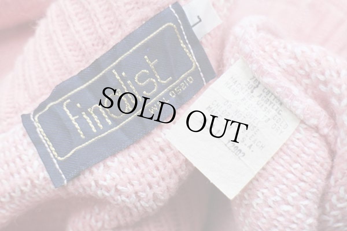 画像4: 80s USA製 Finalist 総柄 コットン×アクリルニット セーター ピンク L (4)