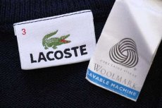 画像4: 00s LACOSTE ラコステ ワンポイント Vネック ウールニット ベスト セーター 紺 3 (4)