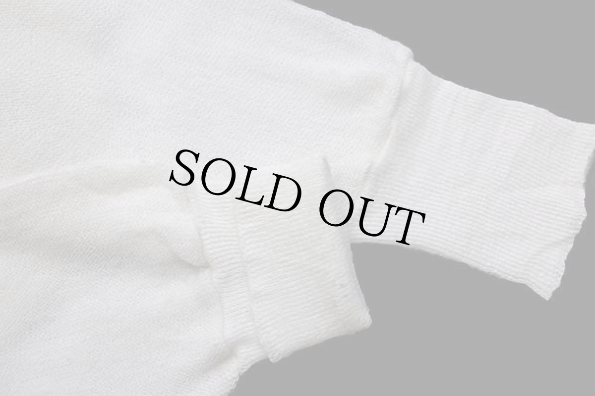 画像6: 80s USA製 Jantzen 無地 パール編み アクリルニット カーディガン オフホワイト L (6)