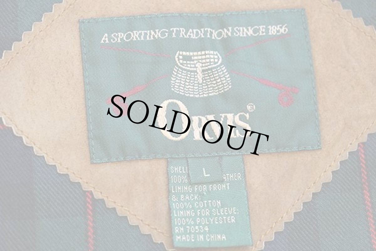 画像4: 90s ORVISオービス G9タイプ タータンチェックライナー スエードレザー ハリントンジャケット 茶 L (4)