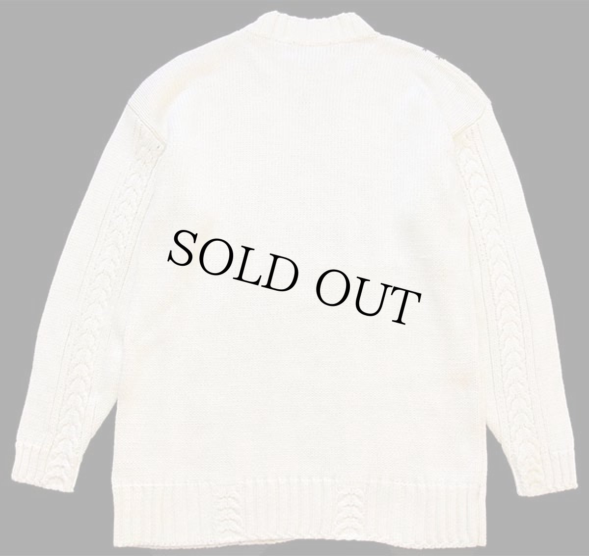 画像2: 80s EddieBauerエディーバウアー 花柄 モックネック ケーブル編み コットンニット セーター ナチュラル (2)