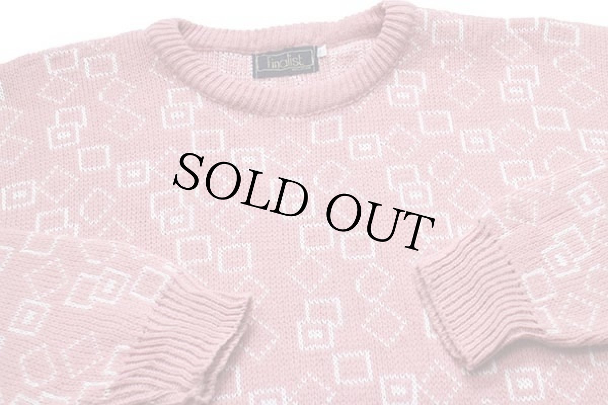 画像3: 80s USA製 Finalist 総柄 コットン×アクリルニット セーター ピンク L (3)